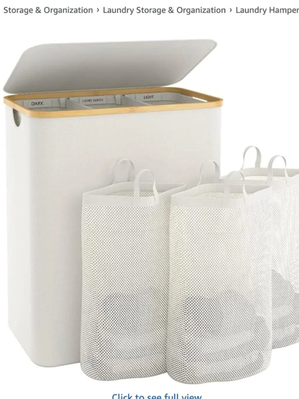 Large 3 Section Laundry Basket
